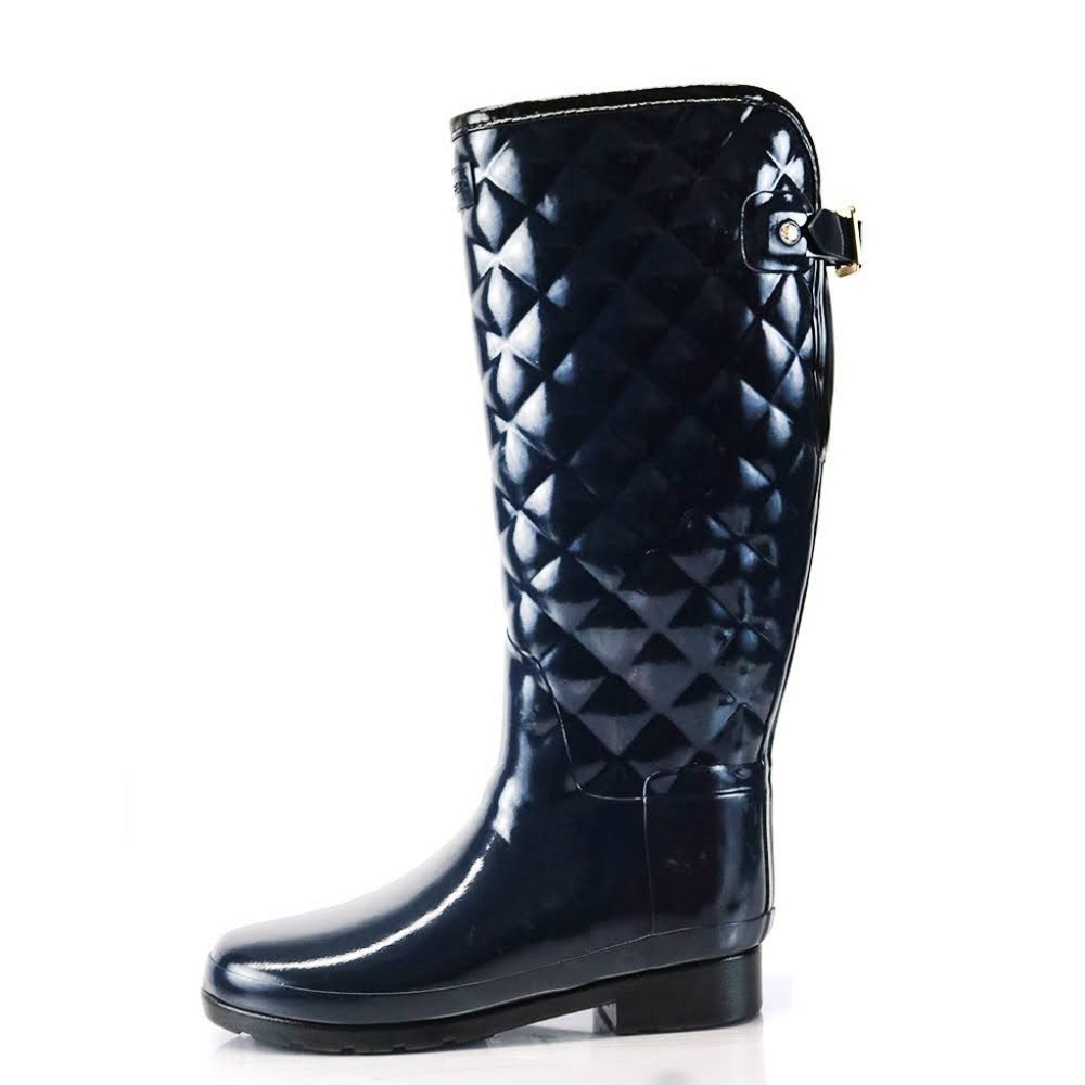 Hunter Quilted Tall Gloss Navy Blue Women’s Rain